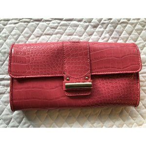 Ann Taylor Loft Pink Faux Leather Alligator Clutch